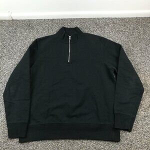 Merz b. Schwanen Sweater 1/4 Zip Pullover Cotton Black Mens 7 / XL